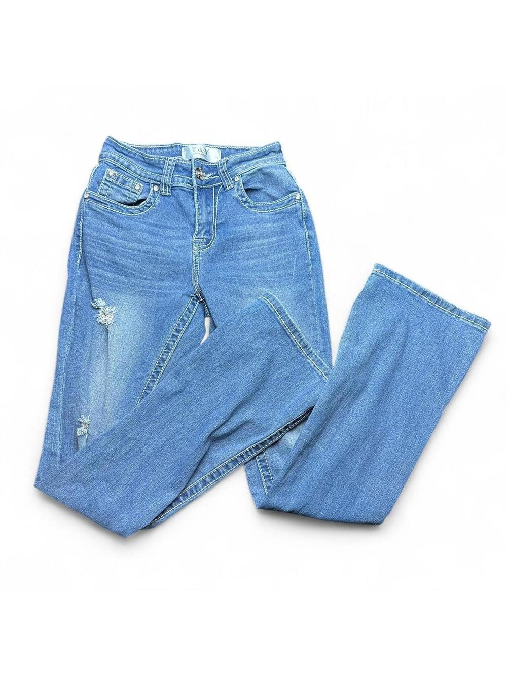T&Y Fashion Y2K Bling Cross Jeans - Size 0